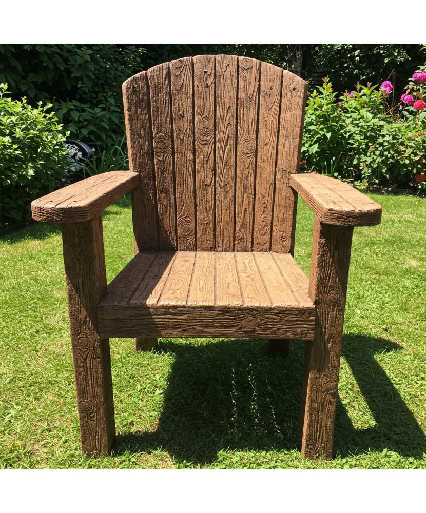 Betónová záhradná stolička v imitácii dreva | Trvácny a bezúdržbový nábytok