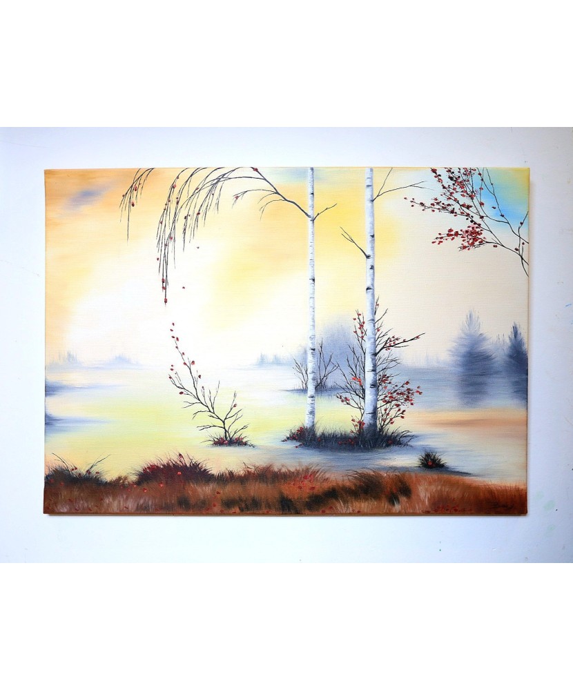 Akrylový obraz Brezy | Originálna maľba prírody na stenu