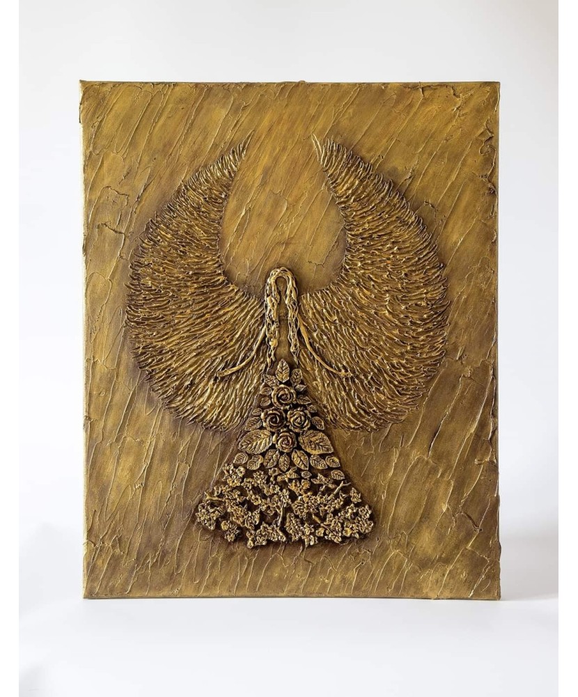 Three-dimensional angel relief – artistic wall decoration