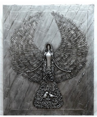 Three-dimensional angel relief – artistic wall decoration