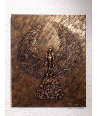 Three-dimensional angel relief – artistic wall decoration